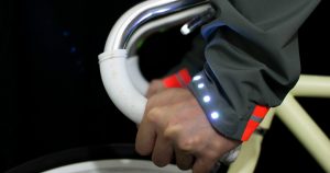 Lumenus jacket wearable GPS safety light for cyclists design by ANDESIGN