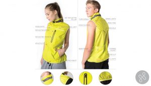 Lumenus vest wearable GPS safety light for cyclists design by ANDESIGN